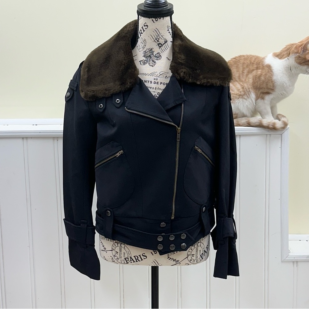 French Connection Black Moto/ Bomber Jacket Size 4